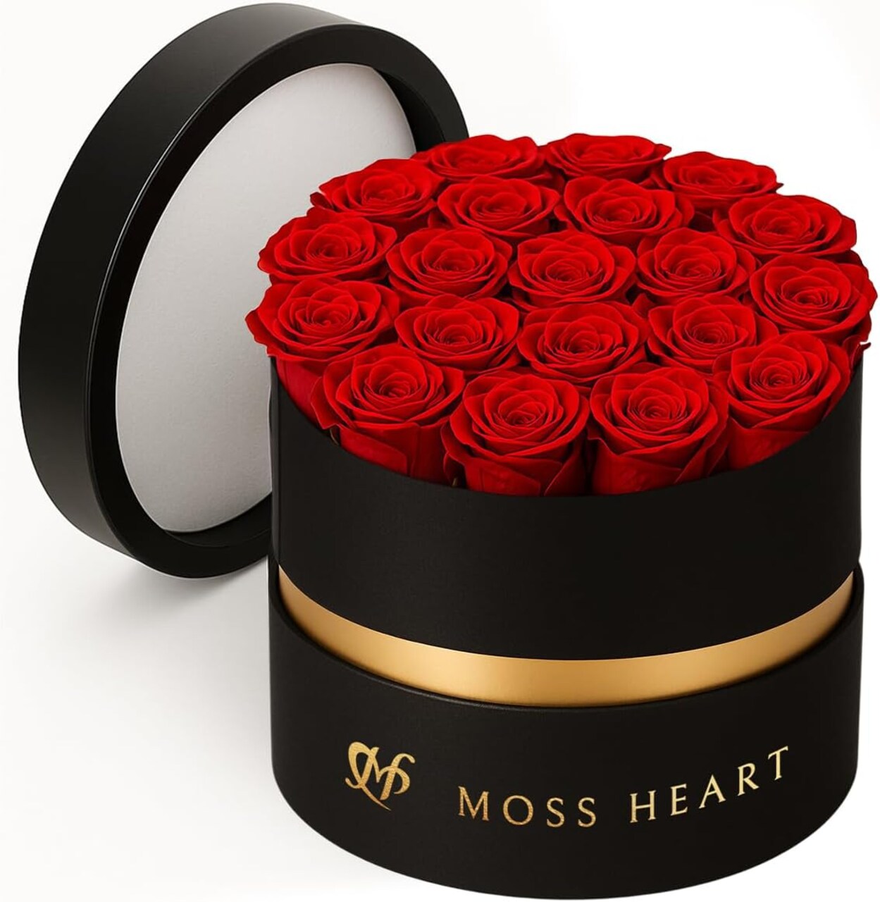 20 Preserved Roses, Forever Flowers for Delivery in Designer Round-Shaped Box